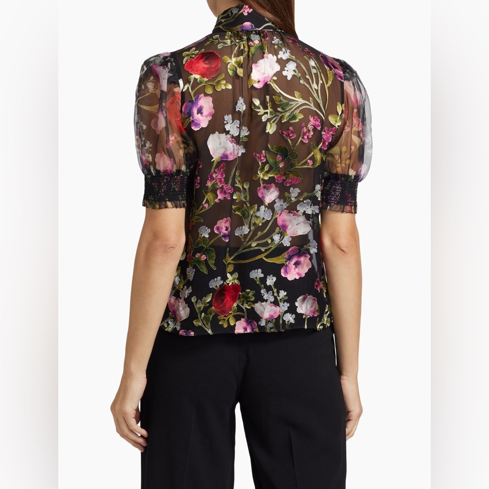 Alice + Olivia Brentley Floral Ruffled Tieneck Blouse - Picture 4 of 8